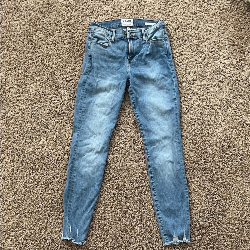 Frame Denim Women's Distressed Blue Skinny Jeans